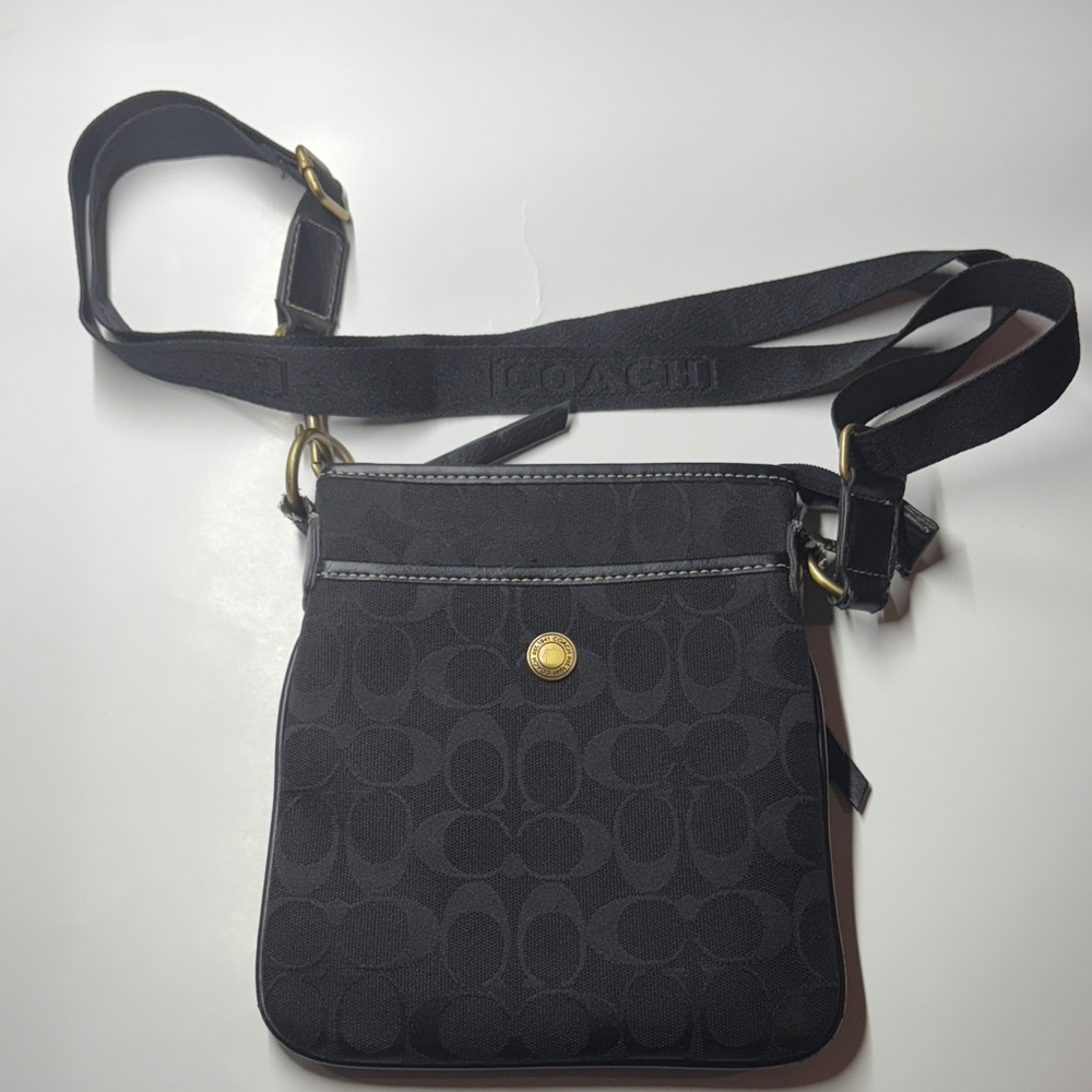 2006 Coach Patchwork Swingpack Flat Black Crossbo… - image 1
